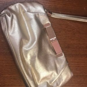 Gold Victoria secret makeup bag